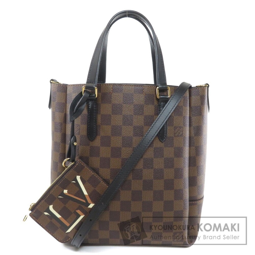 Louis Vuitton Belmont NV Damier Ebene Brown Noir Black Handbag Canvas